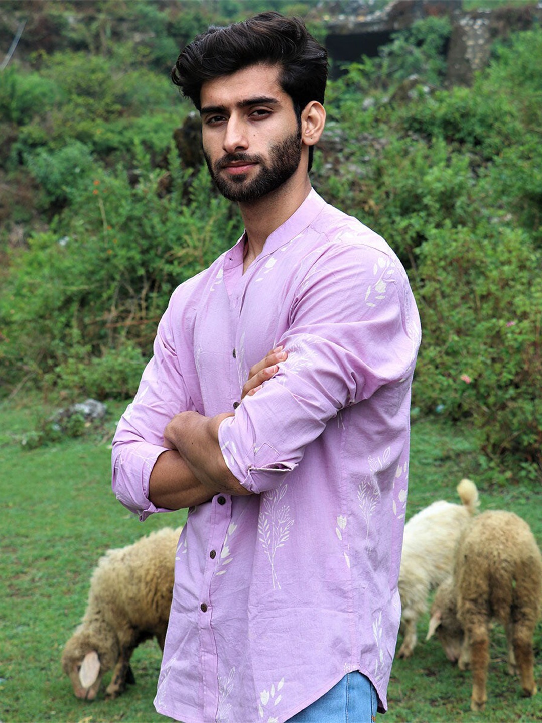 

Chidiyaa Standard Floral Printed Cotton Casual Shirt, Lavender