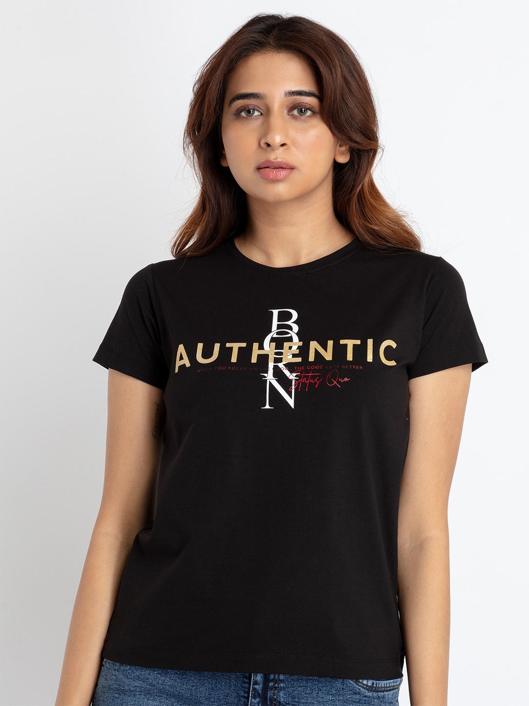 

Status Quo Typography Printed T-shirt, Black