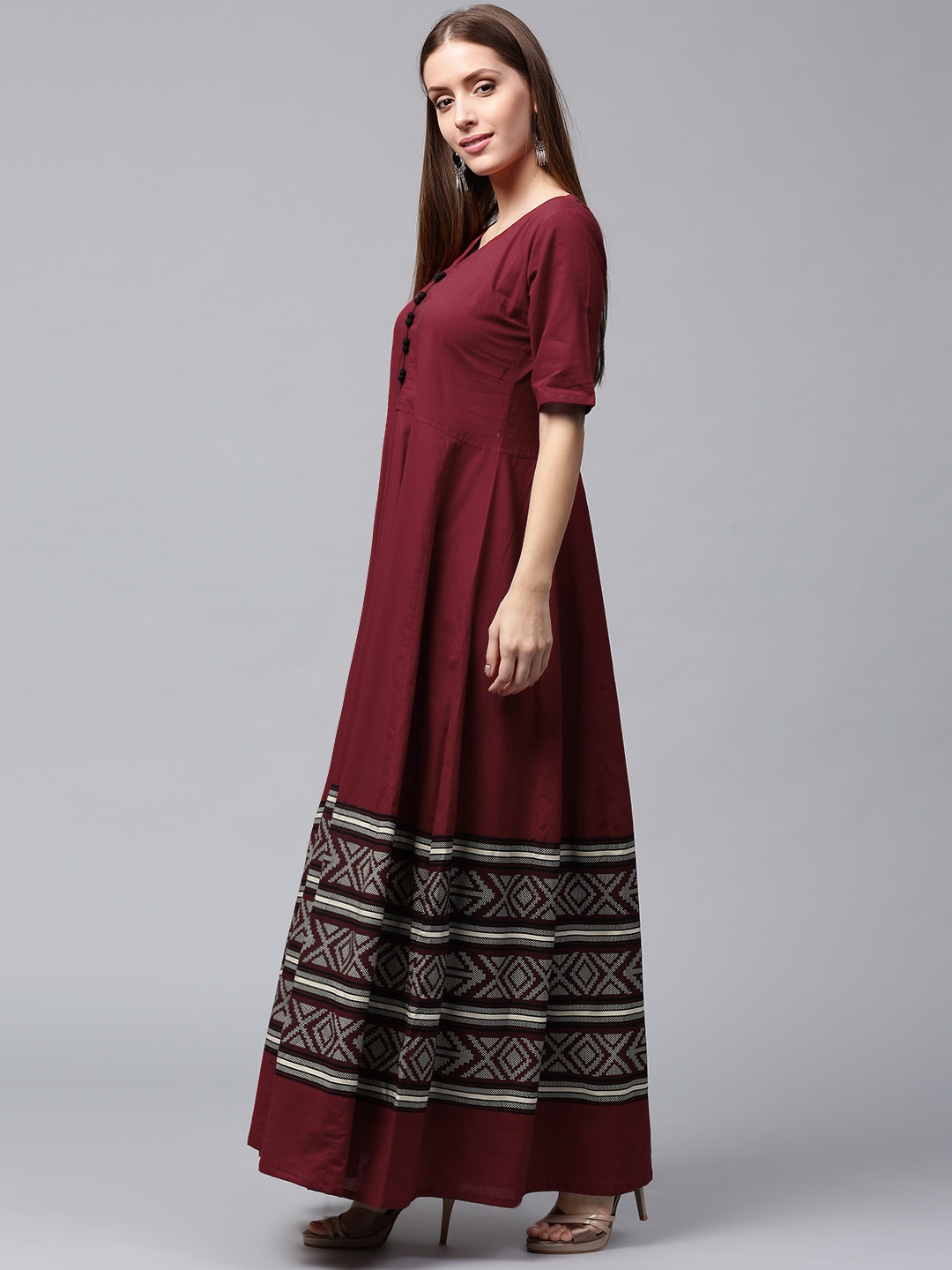 

Nayo Women Maroon Printed Anarkali Kurta