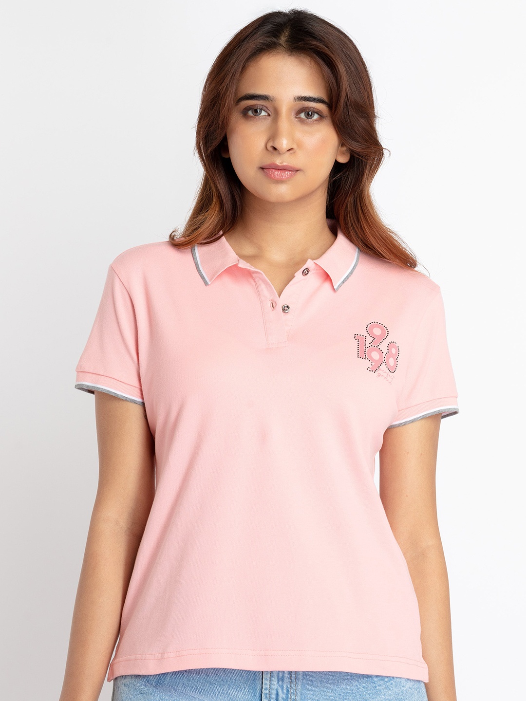 

Status Quo Polo Collar T-shirt, Peach