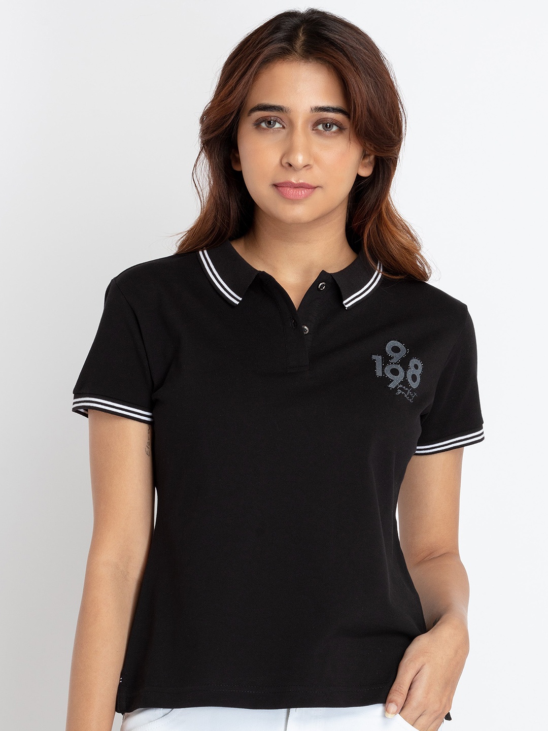 

Status Quo Short Sleeves Polo Collar T-shirt, Black
