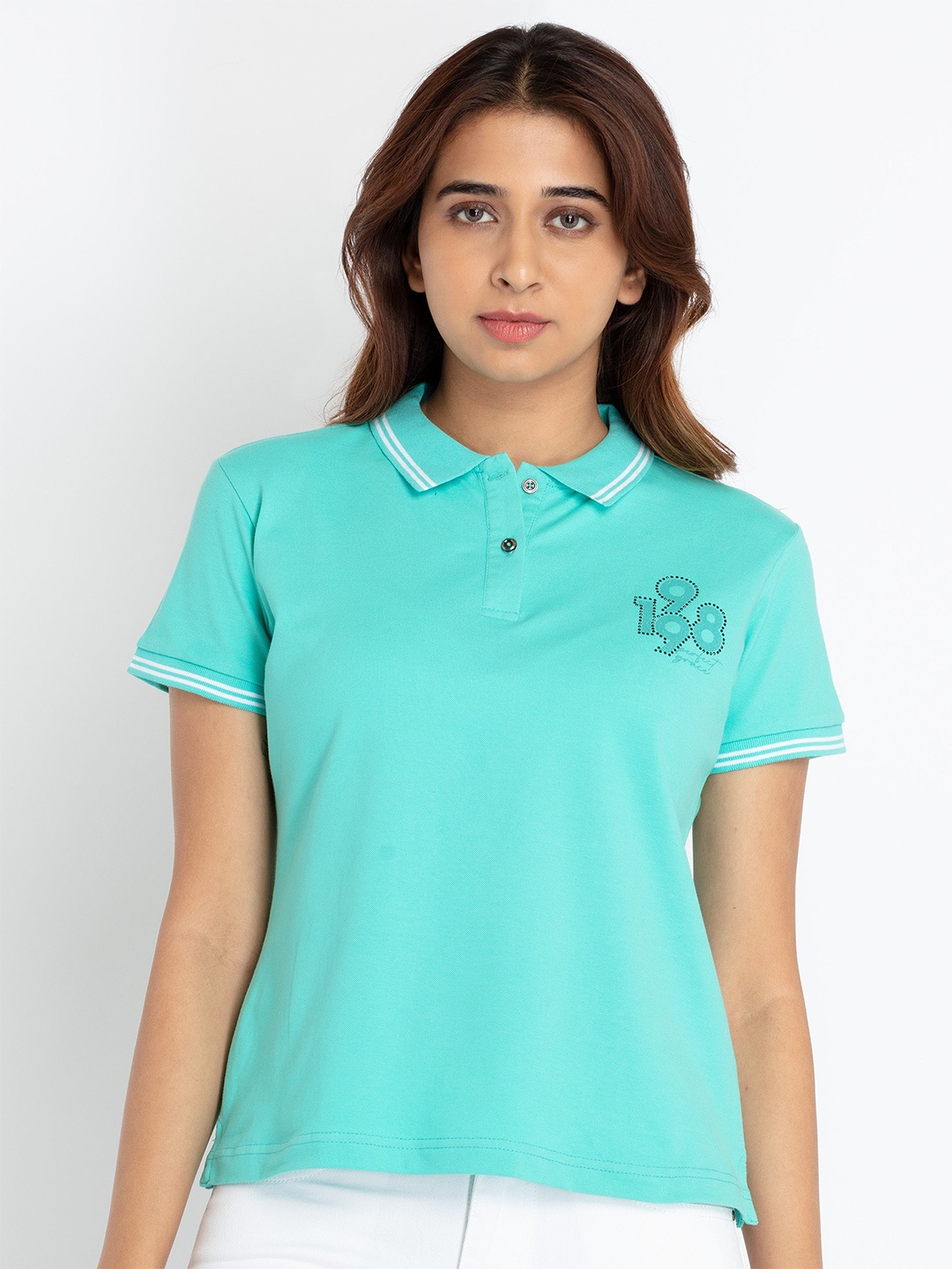 

Status Quo Polo Collar Short Sleeves Cotton T-shirt, Sea green