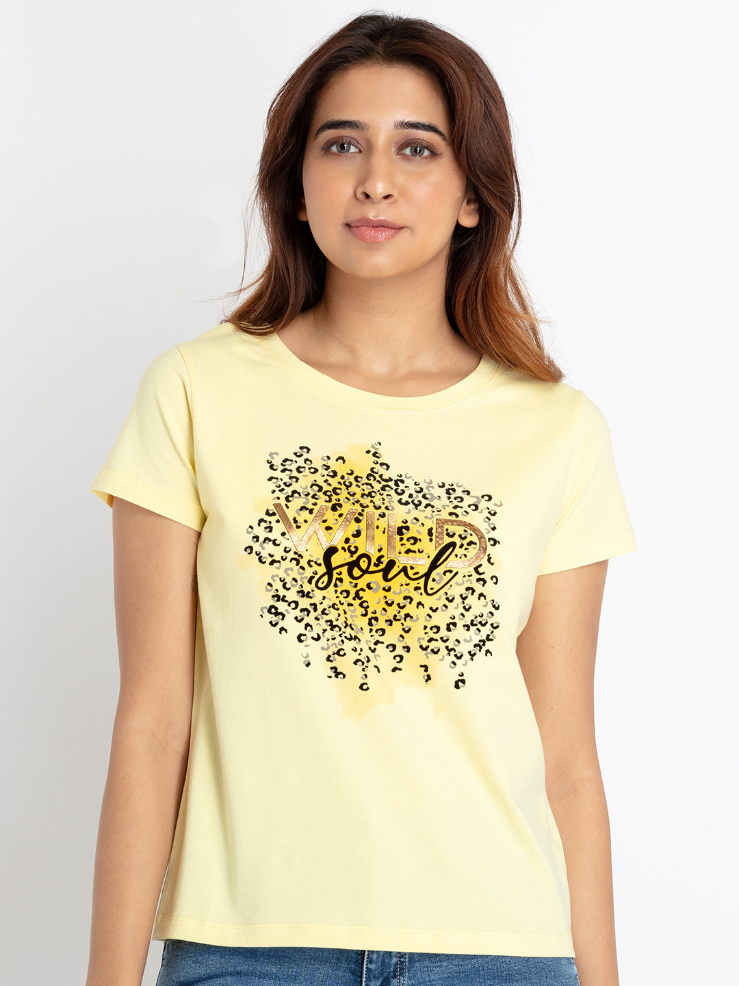

Status Quo Round Neck Typography Printed T-shirt, Yellow