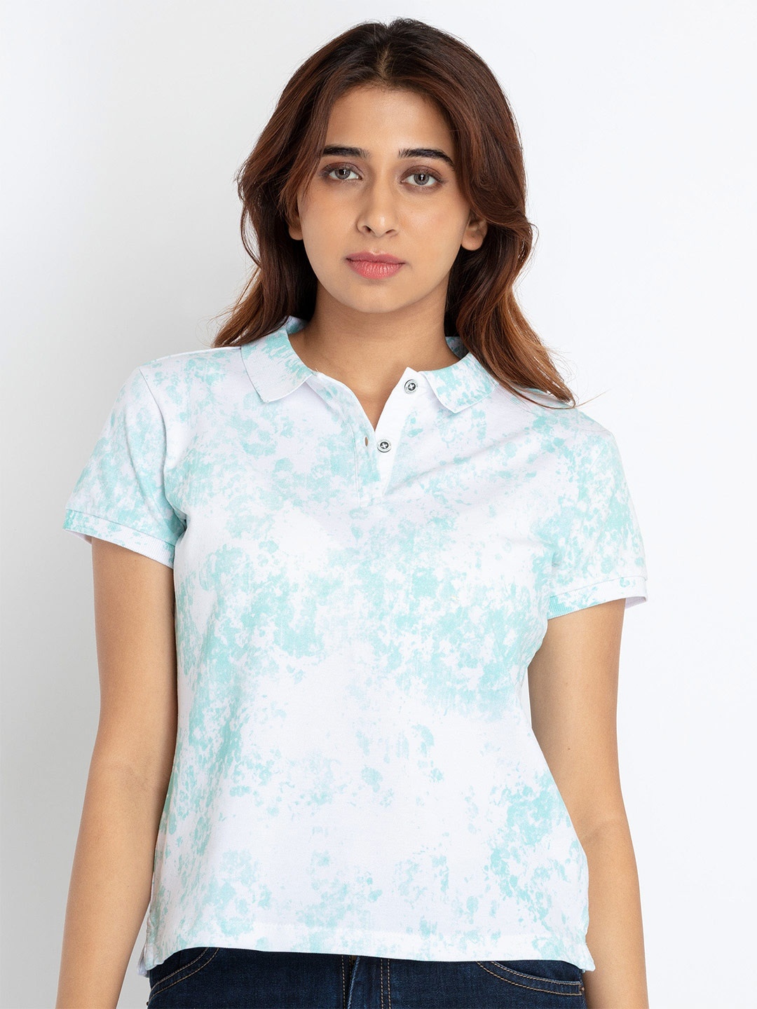

Status Quo Tie And Dyed Polo Collar T-shirt, White