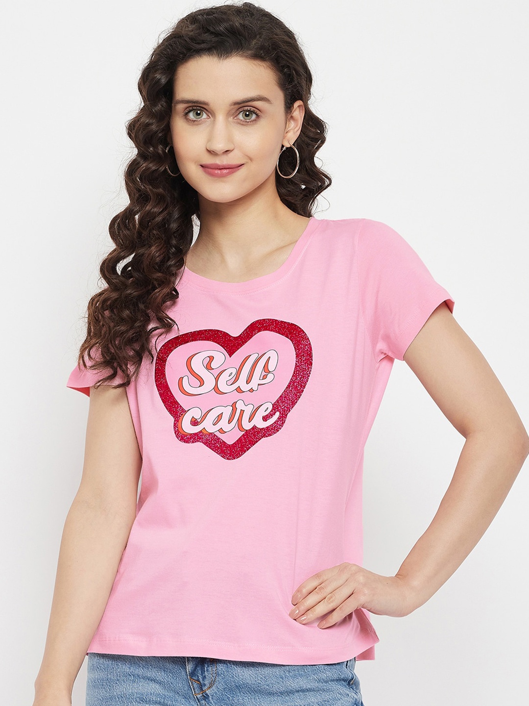 

Wear Your Mind Typography Printed Pure Cotton T-shirt, Pink