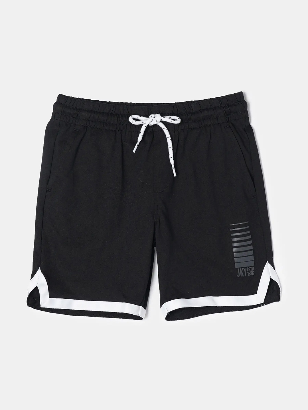 

Jockey Boy Super Combed Cotton Graphic Printed Shorts with Contrast Tape Design-AB46, Black