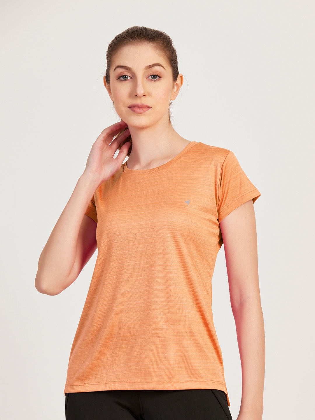

NEVA Cap Sleeve Round Neck Cotton T-shirt, Peach