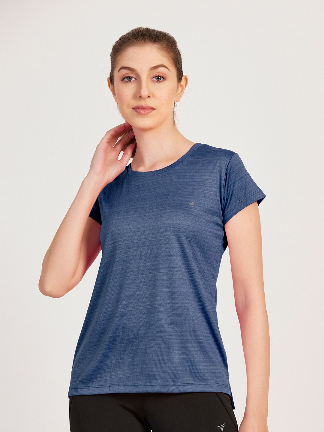 

NEVA Cap Sleeve Round Neck Cotton T-shirt, Blue