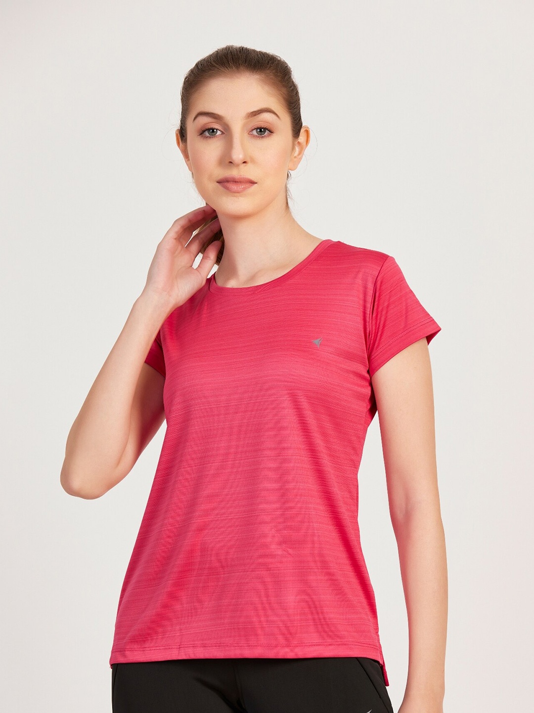 

NEVA Cap Sleeve Round Neck Cotton T-shirt, Pink