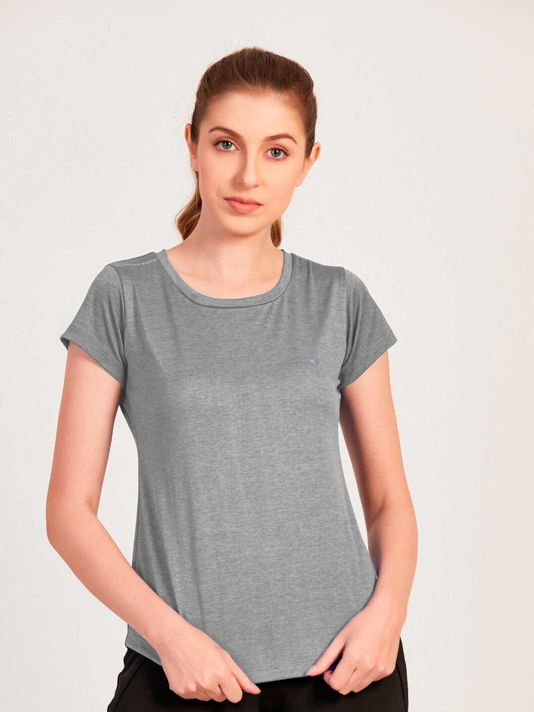 

NEVA Cap Sleeve Round Neck Cotton T-shirt, Grey