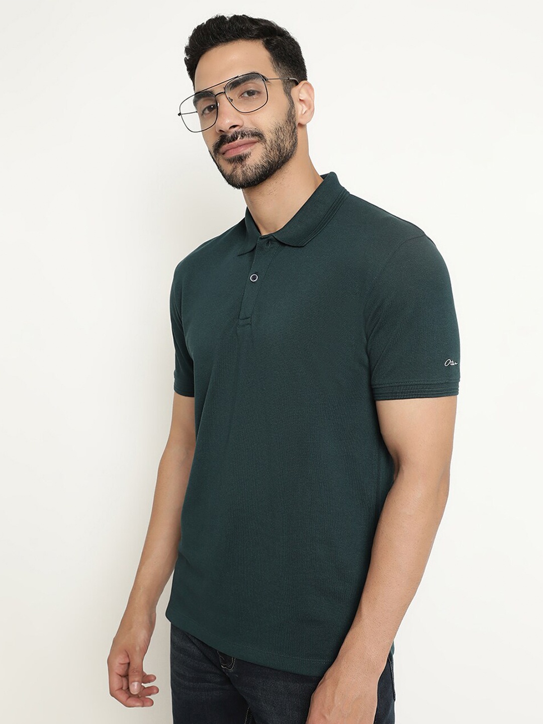 

Octave Polo Collar Cotton T-shirt, Teal