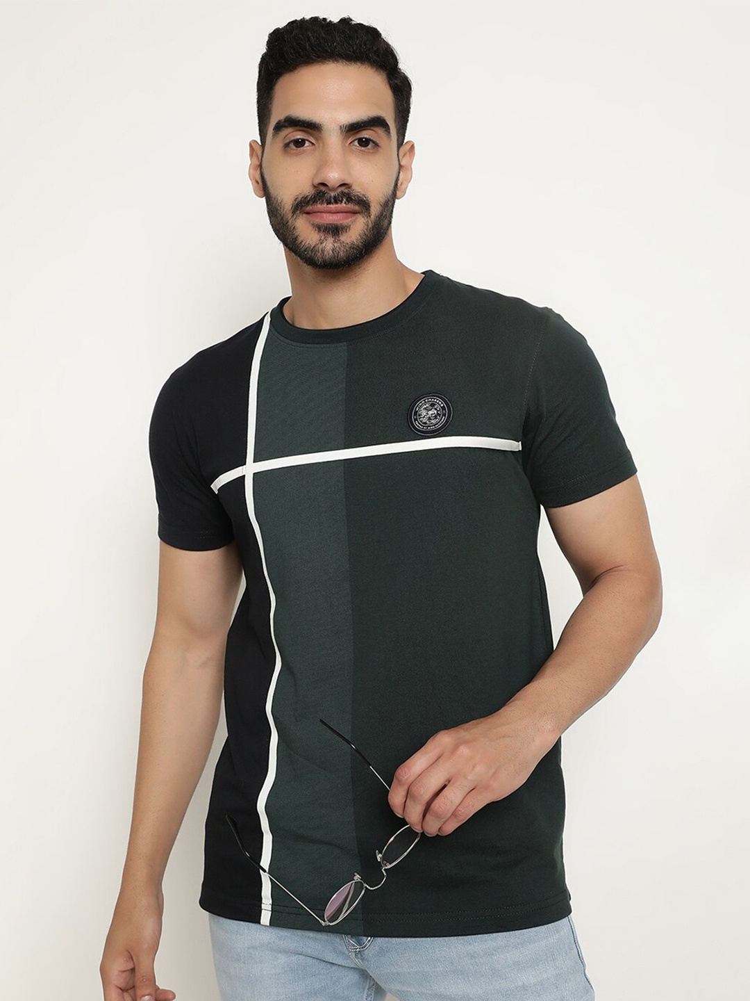 

Octave Striped Cotton T-shirt, Charcoal