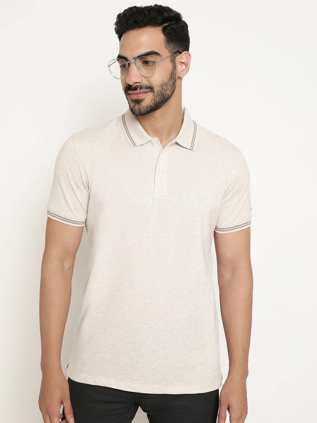 

Octave Polo Collar Cotton T-shirt, Cream