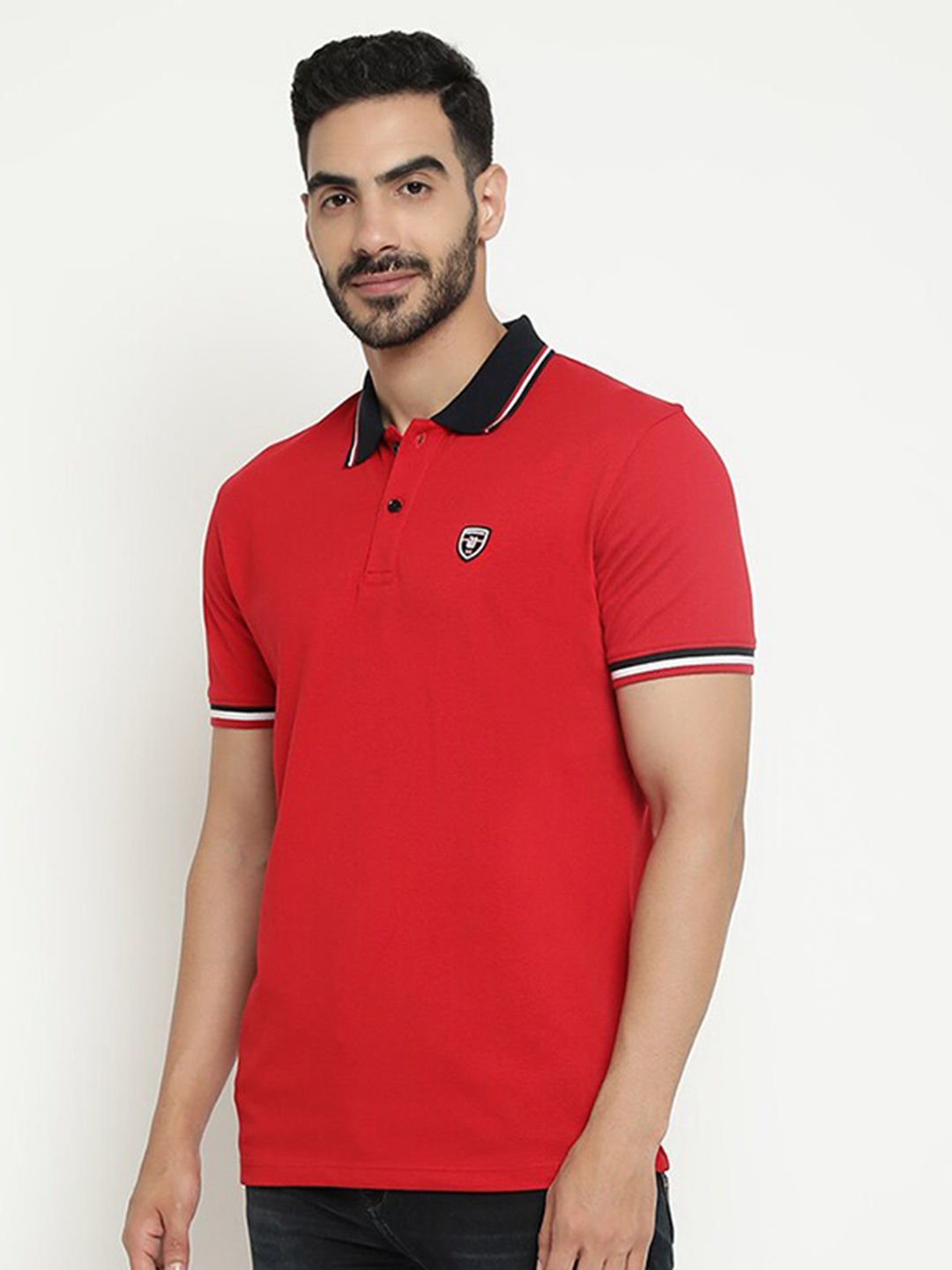 

Octave Polo Collar Cotton T-shirt, Red