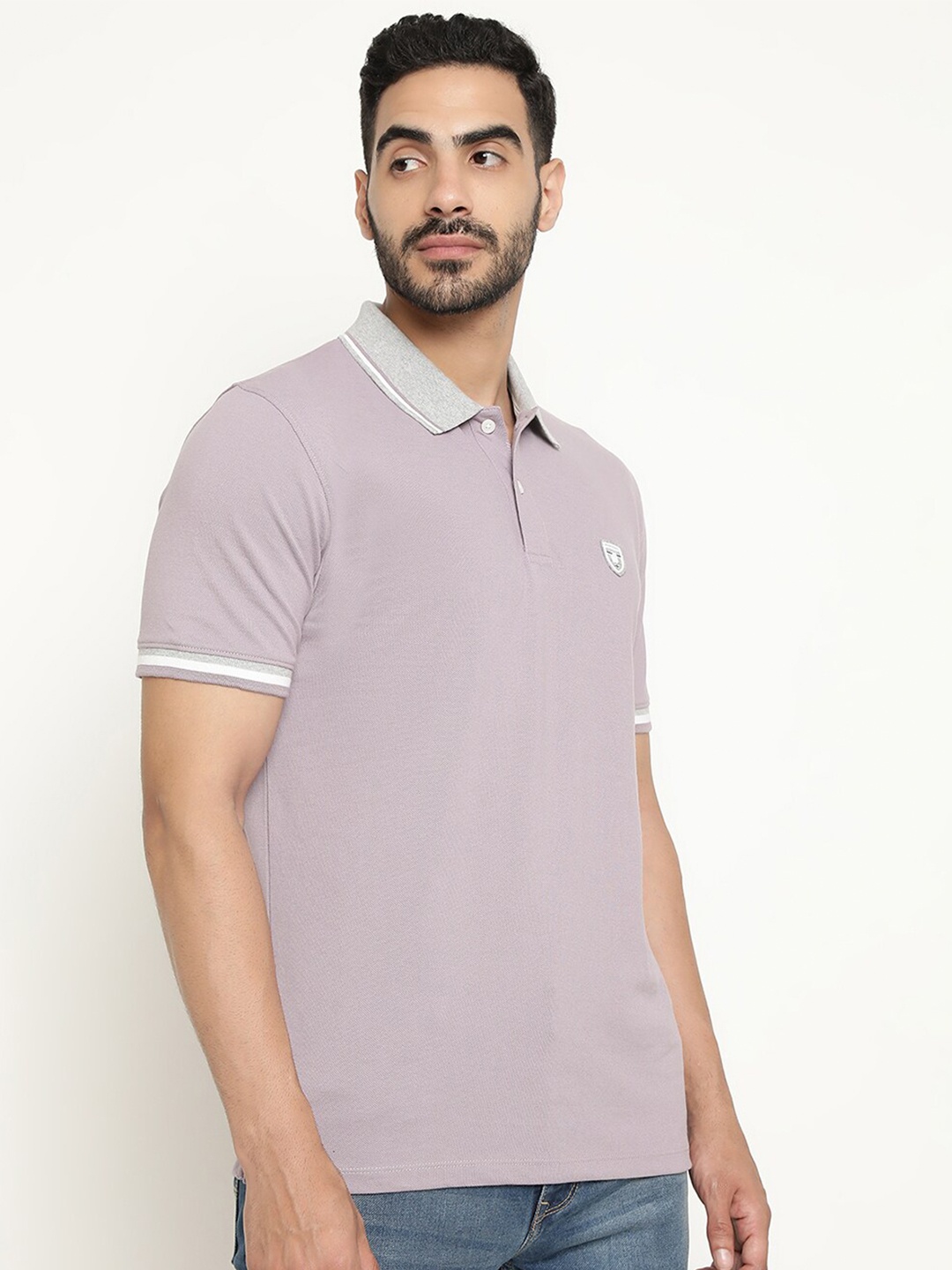 

Octave Polo Collar Cotton T-shirt, Purple