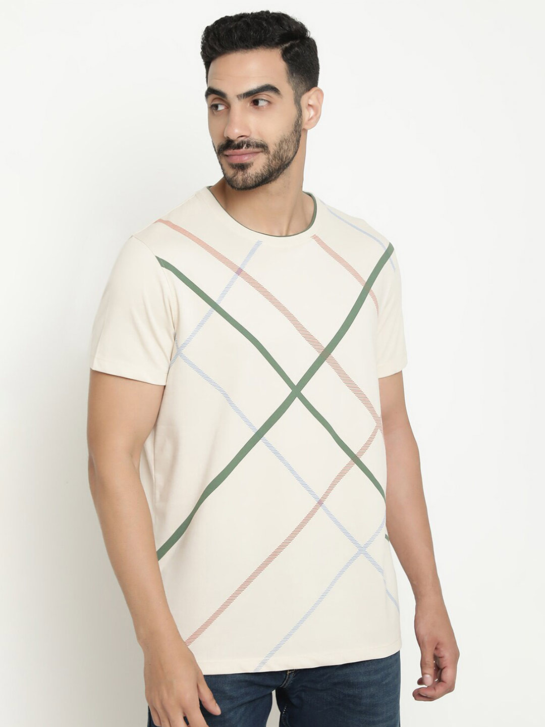 

Octave Striped Cotton T-shirt, Cream