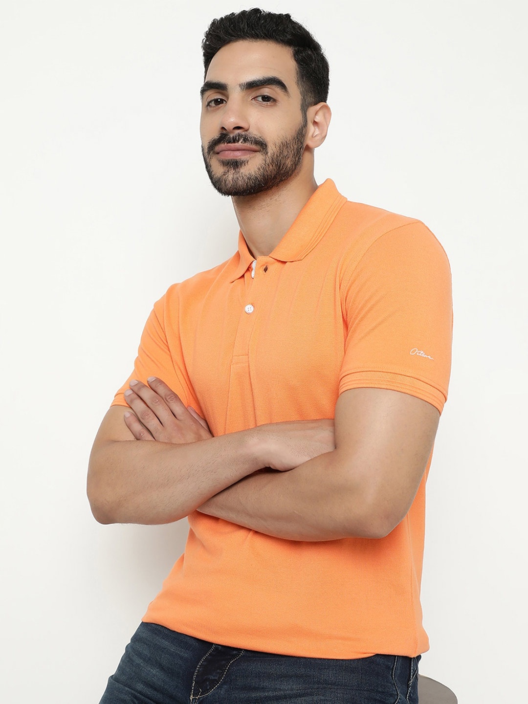 

Octave Polo Collar Cotton T-shirt, Orange