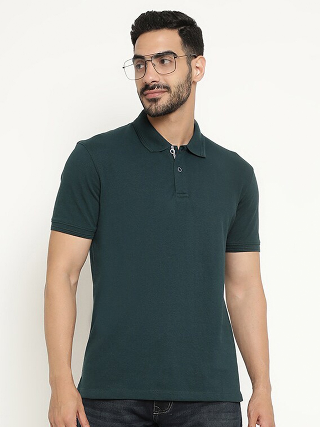 

Octave Polo Collar Cotton T-shirt, Teal