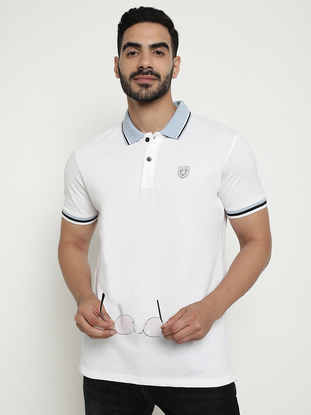 

Octave Polo Collar Cotton T-shirt, White