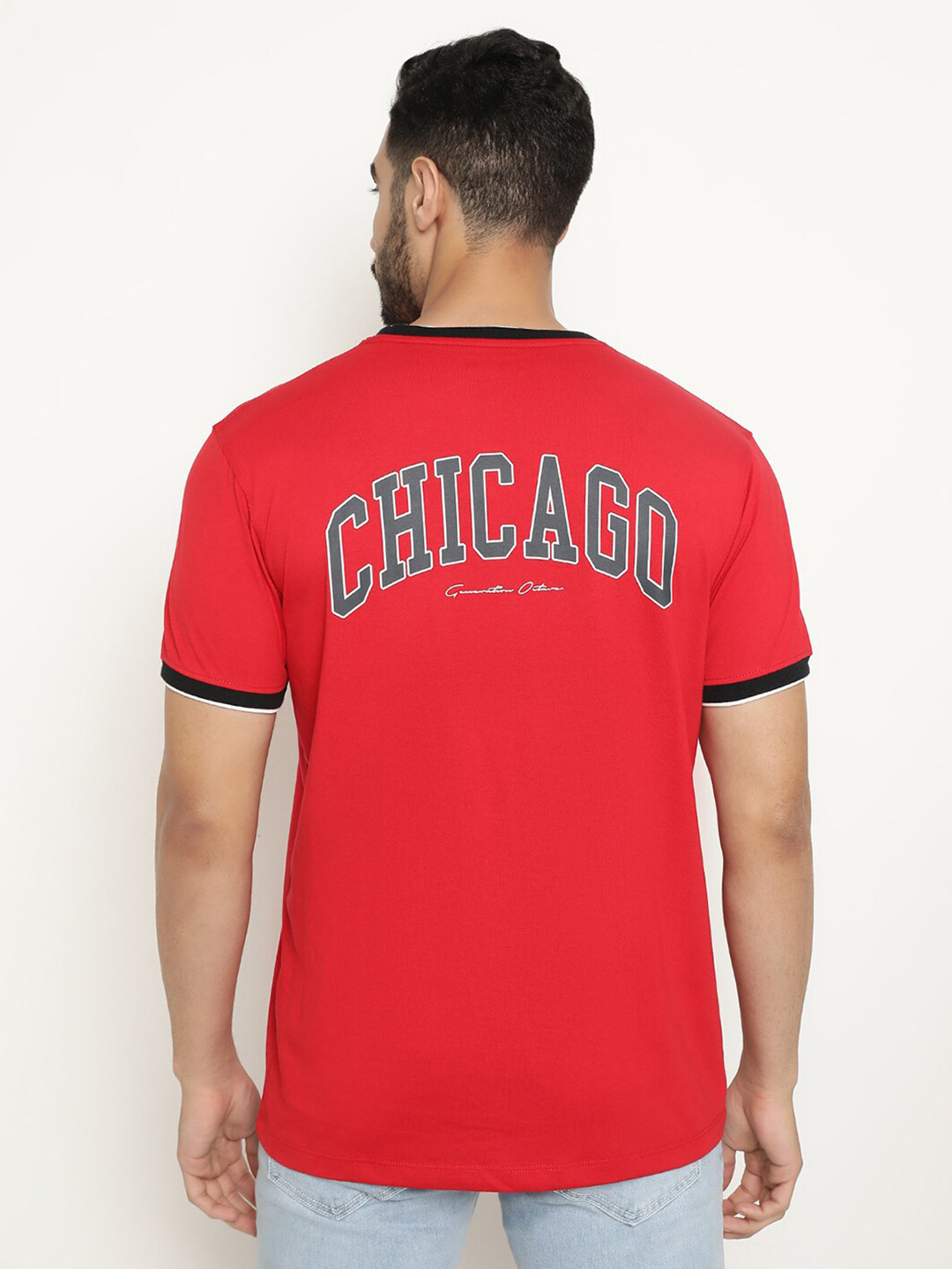 

Octave Typography Printed Cotton T-shirt, Red