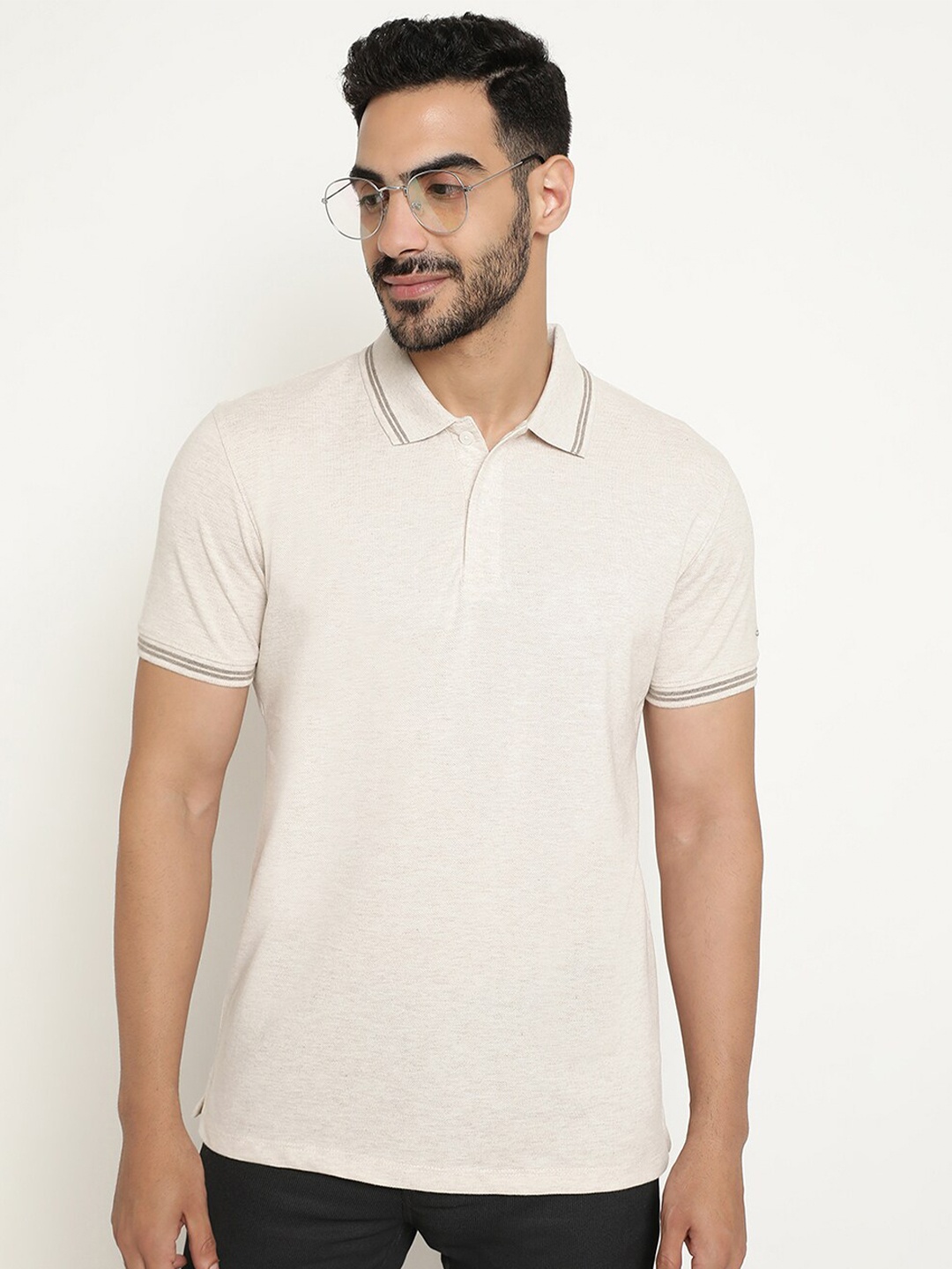 

Octave Polo Collar Cotton T-shirt, Cream