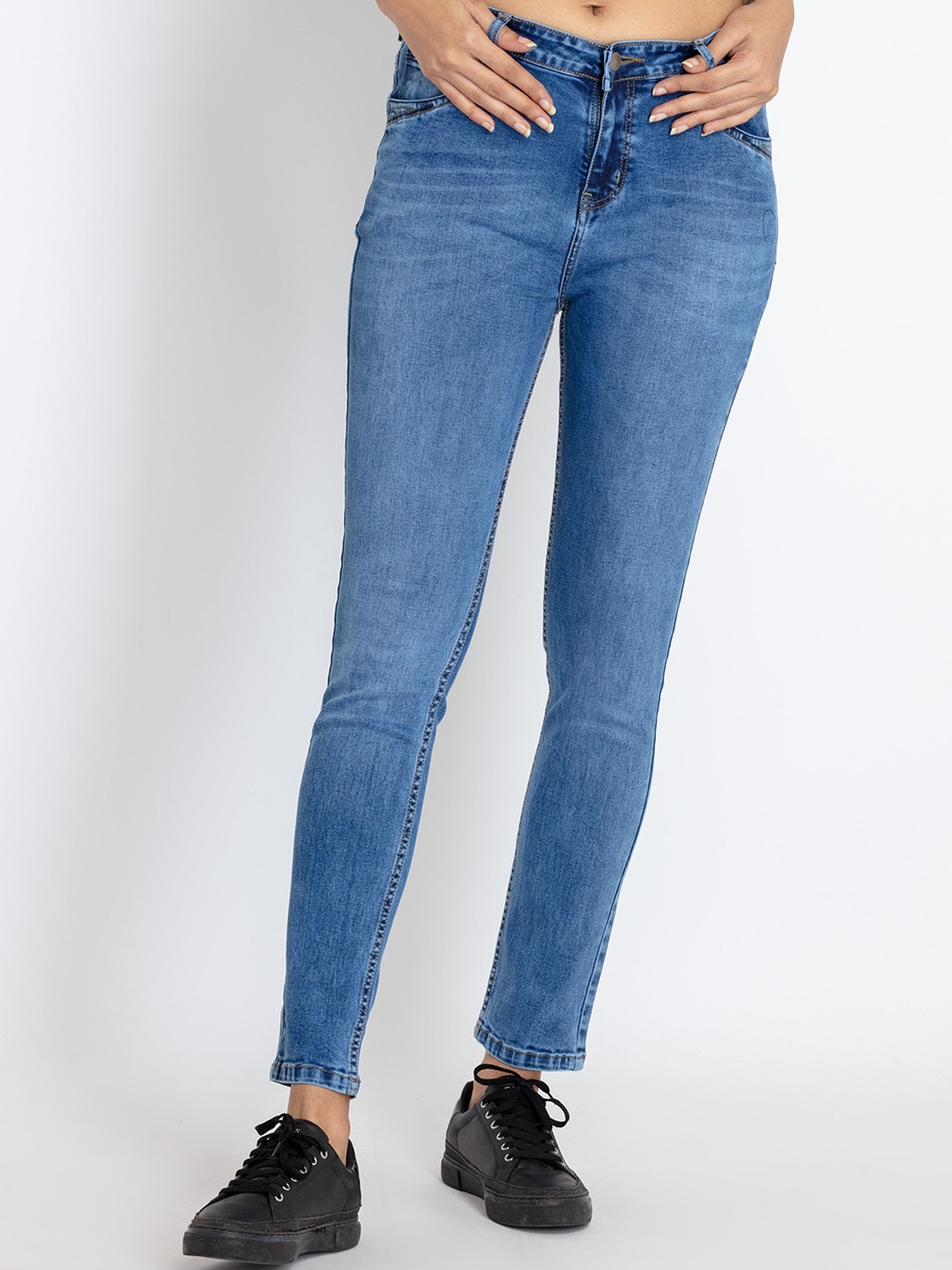 

Status Quo Women Skinny Fit Light Fade Cotton Jeans, Blue