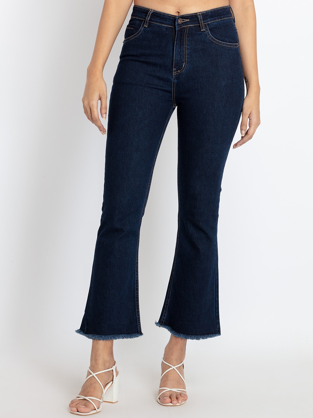 

Status Quo Women Bootcut Light Fade Cotton Jeans, Navy blue