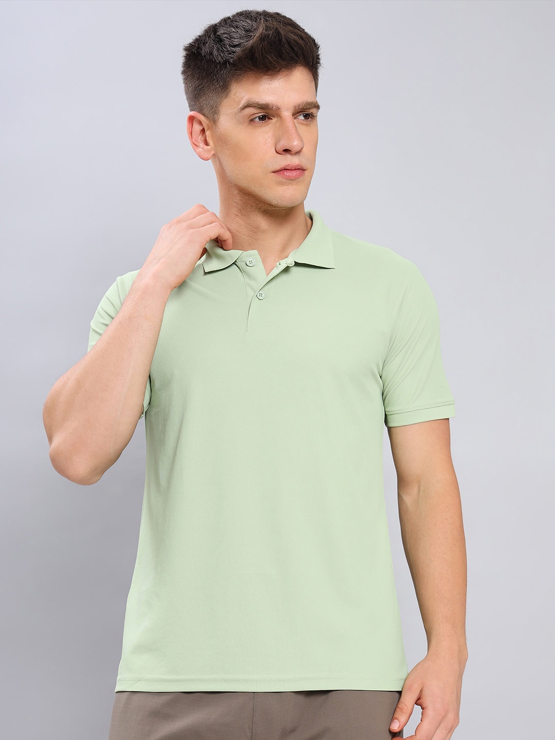 

Technosport Polo Collar Antimicrobial Slim Fit T-shirt, Lime green