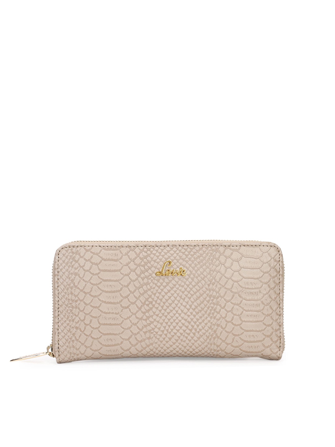 

Lavie Women Geometric Textured Zip Around Wallet, Beige