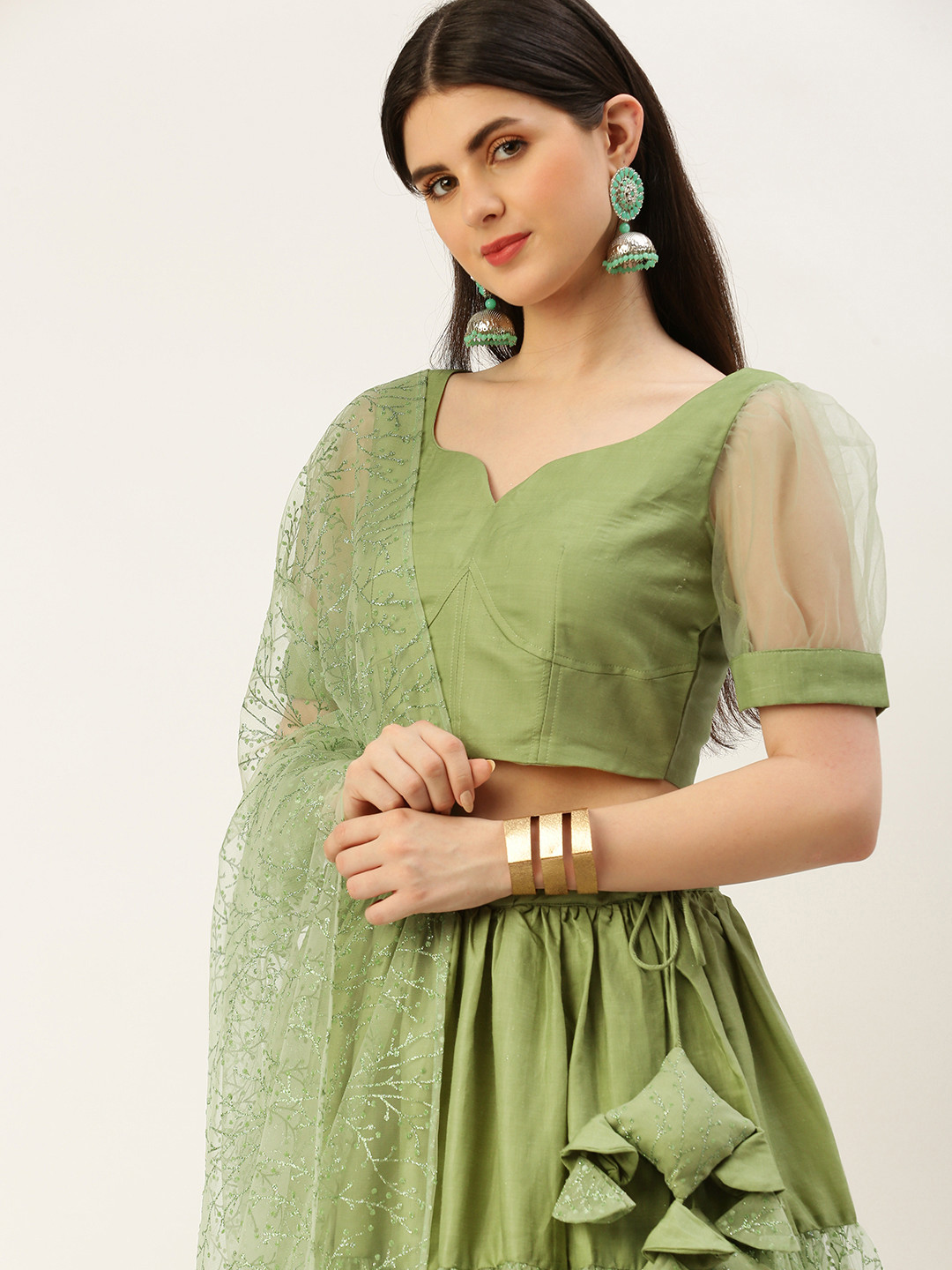 

Ethnovog Ready to Wear Lehenga & Blouse With Dupatta, Green