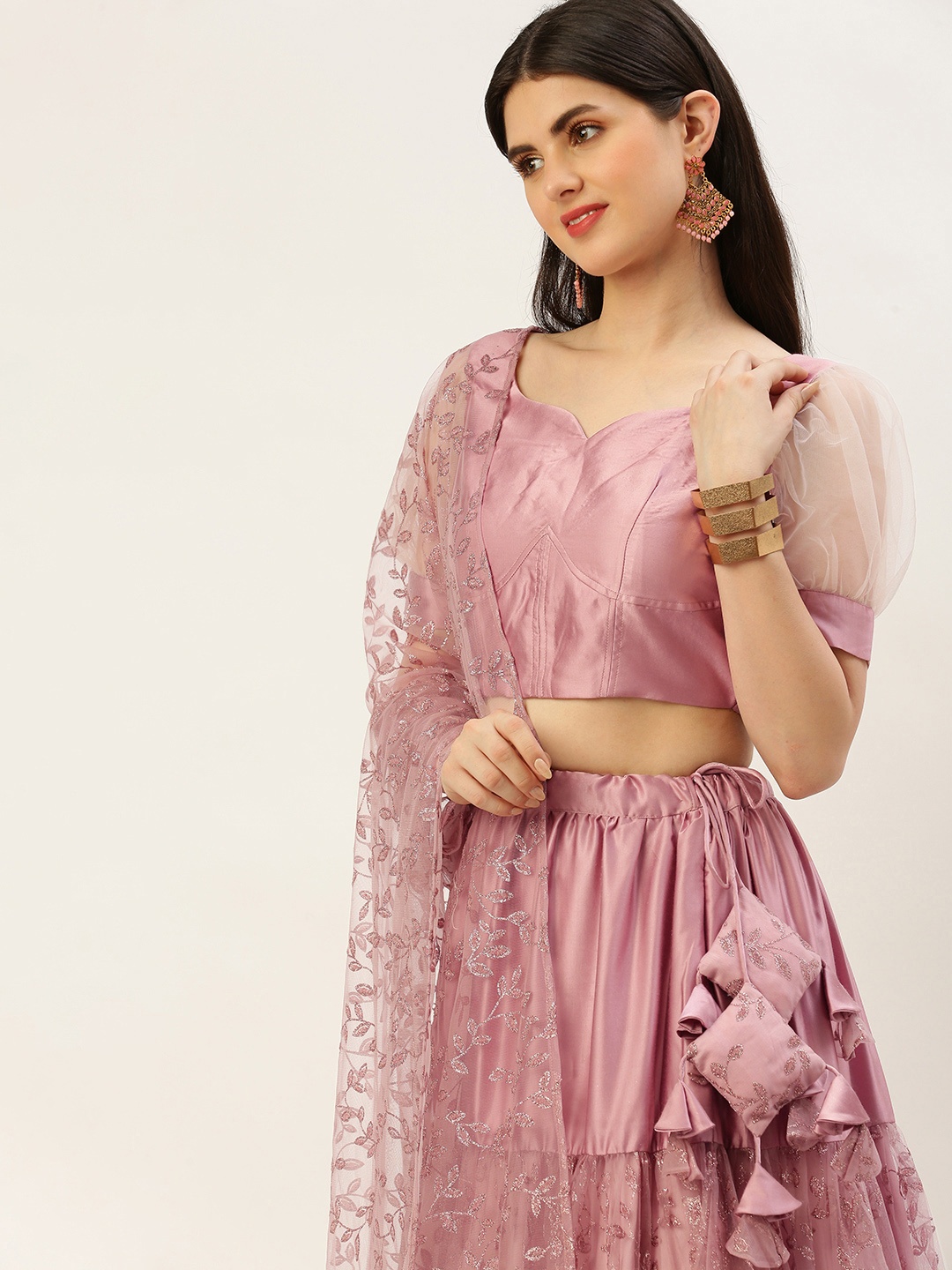 

Ethnovog Ready To Wear Lehenga & Blouse With Dupatta, Pink