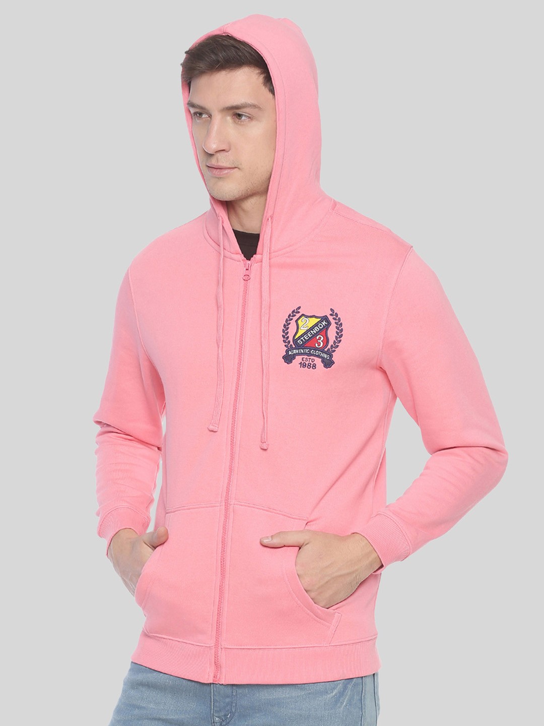 

Steenbok Pullover Hooded Cotton Sweatshirt, Pink