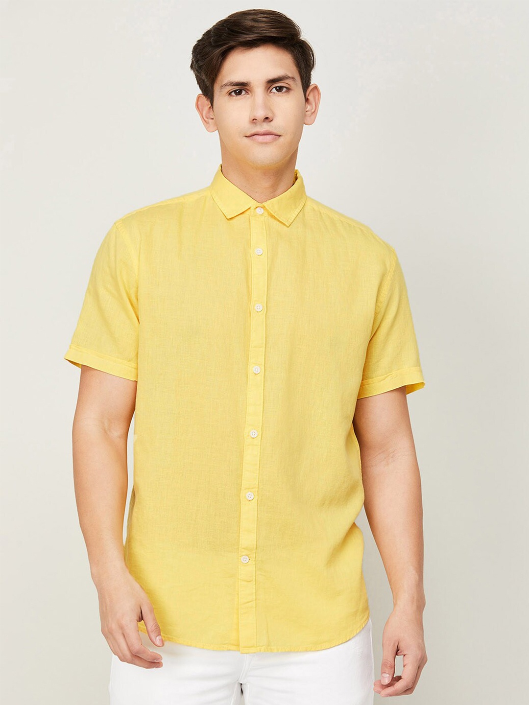 

Fame Forever by Lifestyle Spread Collar Cotton Casual Shirt, Yellow