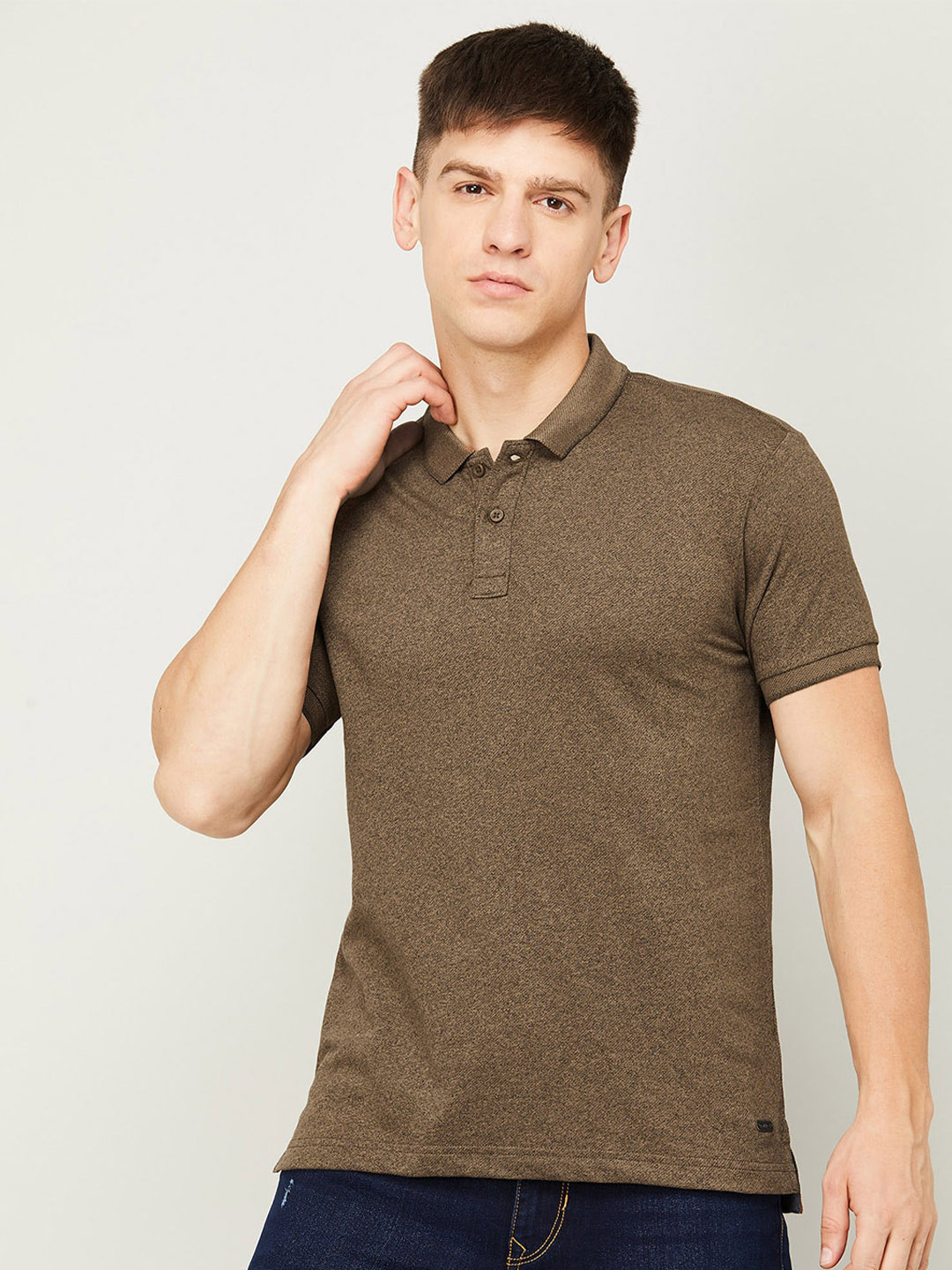 

Fame Forever by Lifestyle Polo Collar Cotton T-shirt, Brown