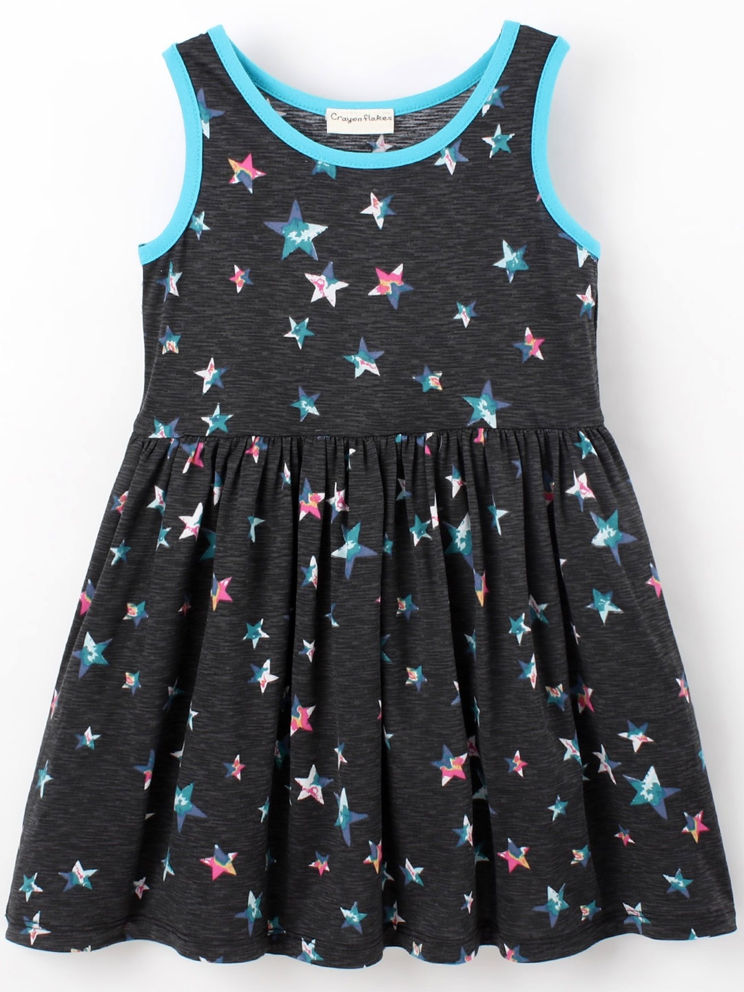 

CrayonFlakes Girls Star Printed Fit & Flare Dress, Grey