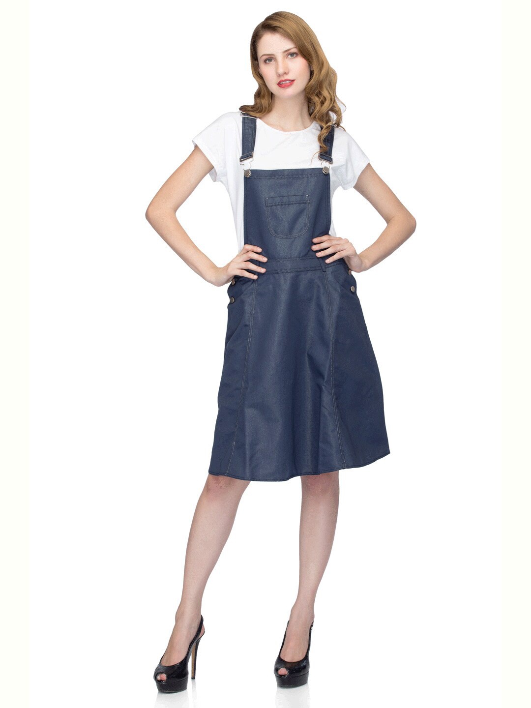 

urSense Sleeveless Denim Pinafore Dress, Blue