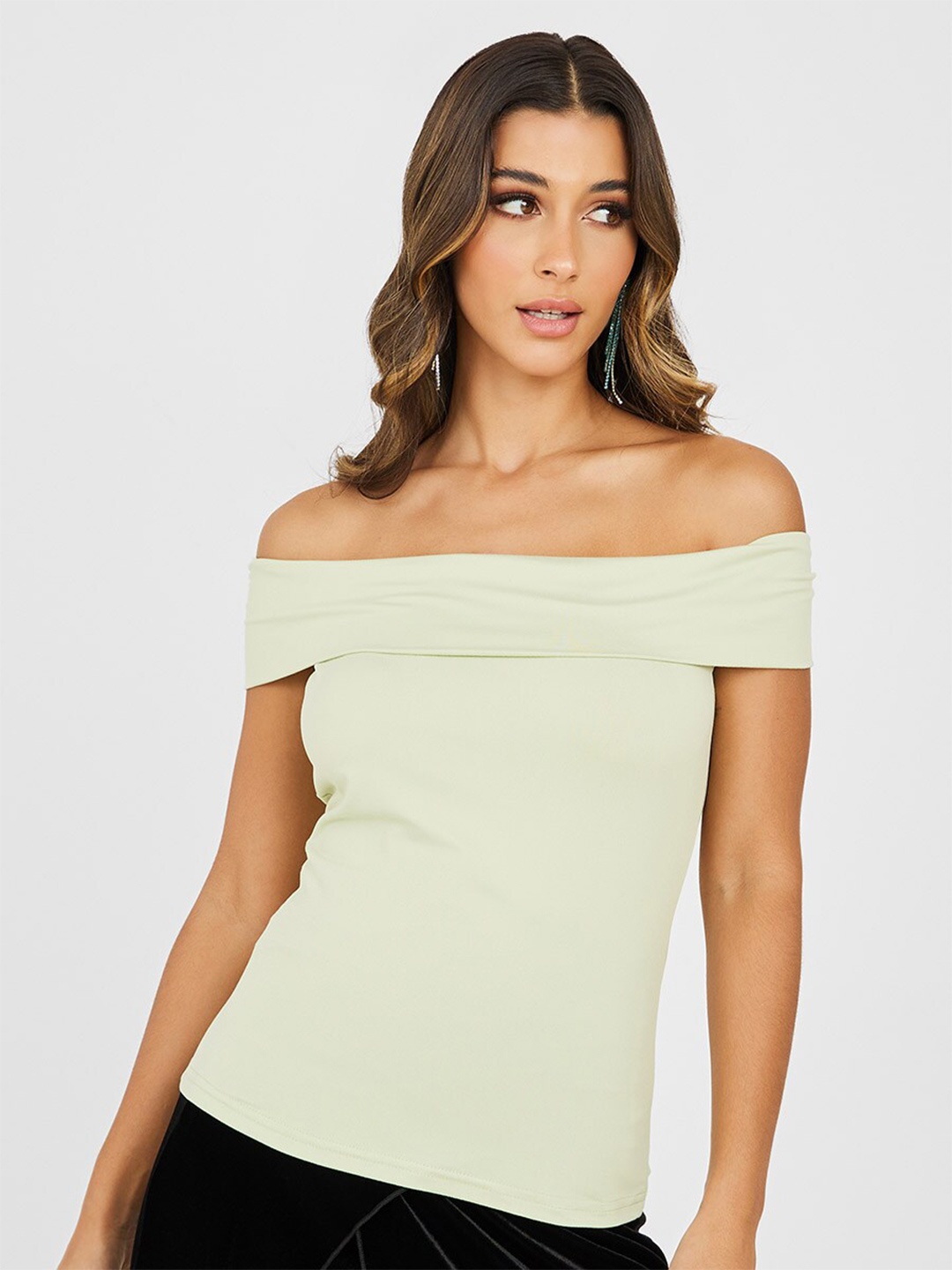 

Styli Women Off-Shoulder Bardot Top, Sea green