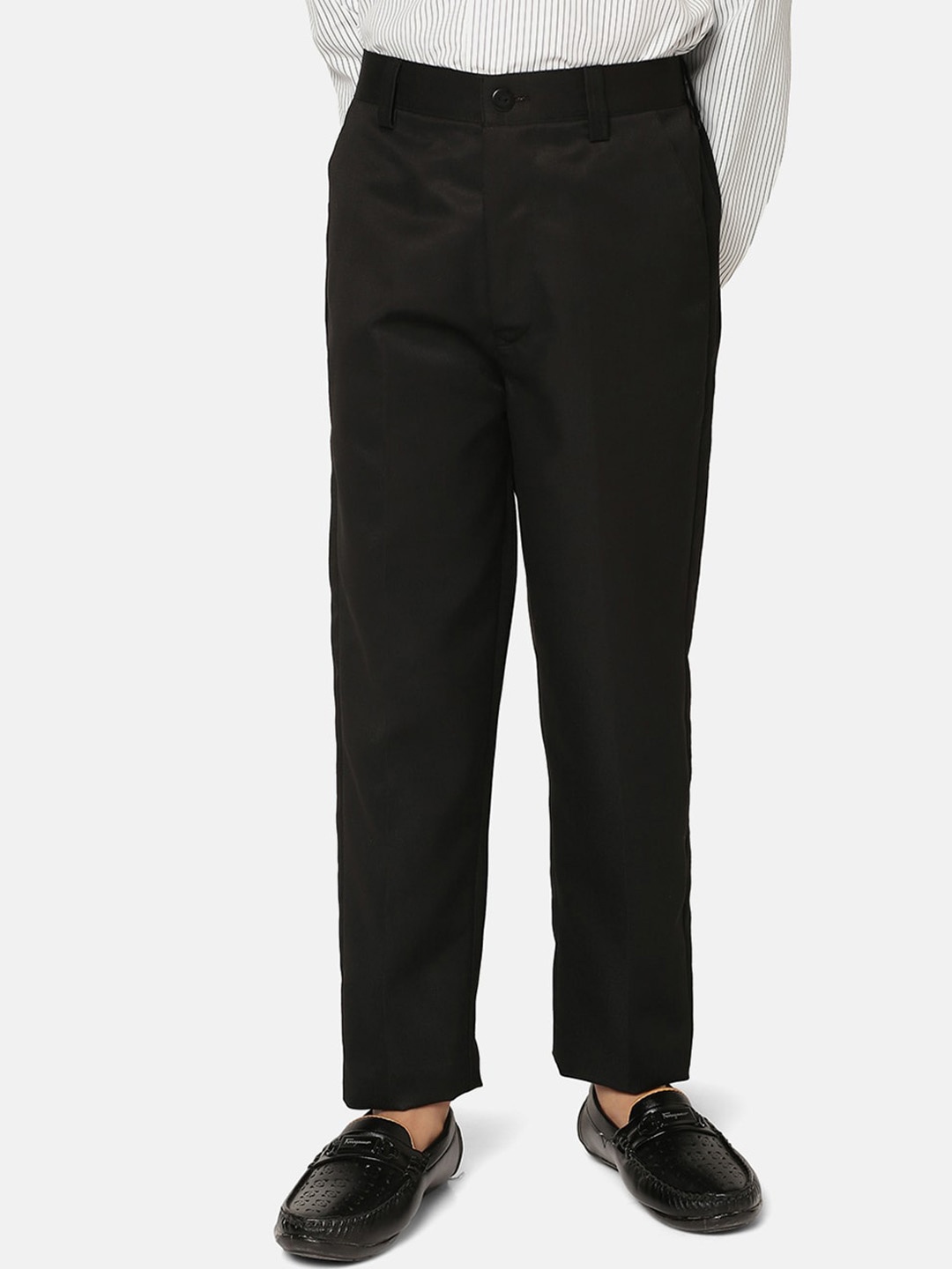 

TAHVO Boys Relaxed Slim Fit Mid-Rise Formal Trousers, Black