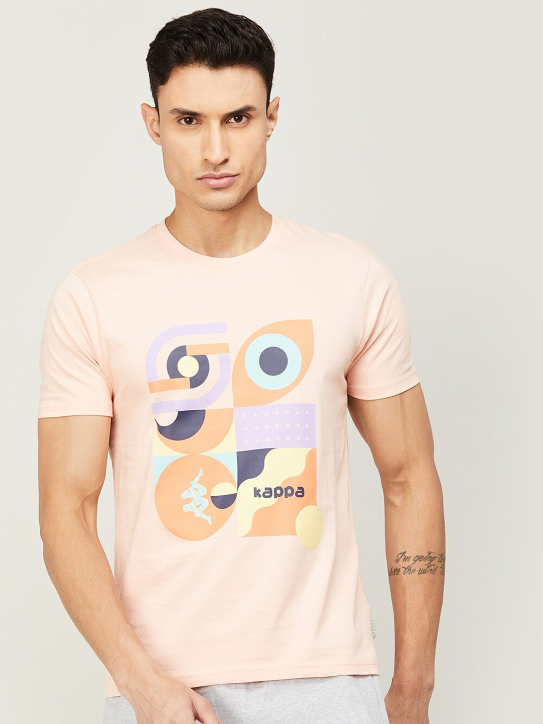 

Kappa Abstract Printed Cotton T-shirt, Cream