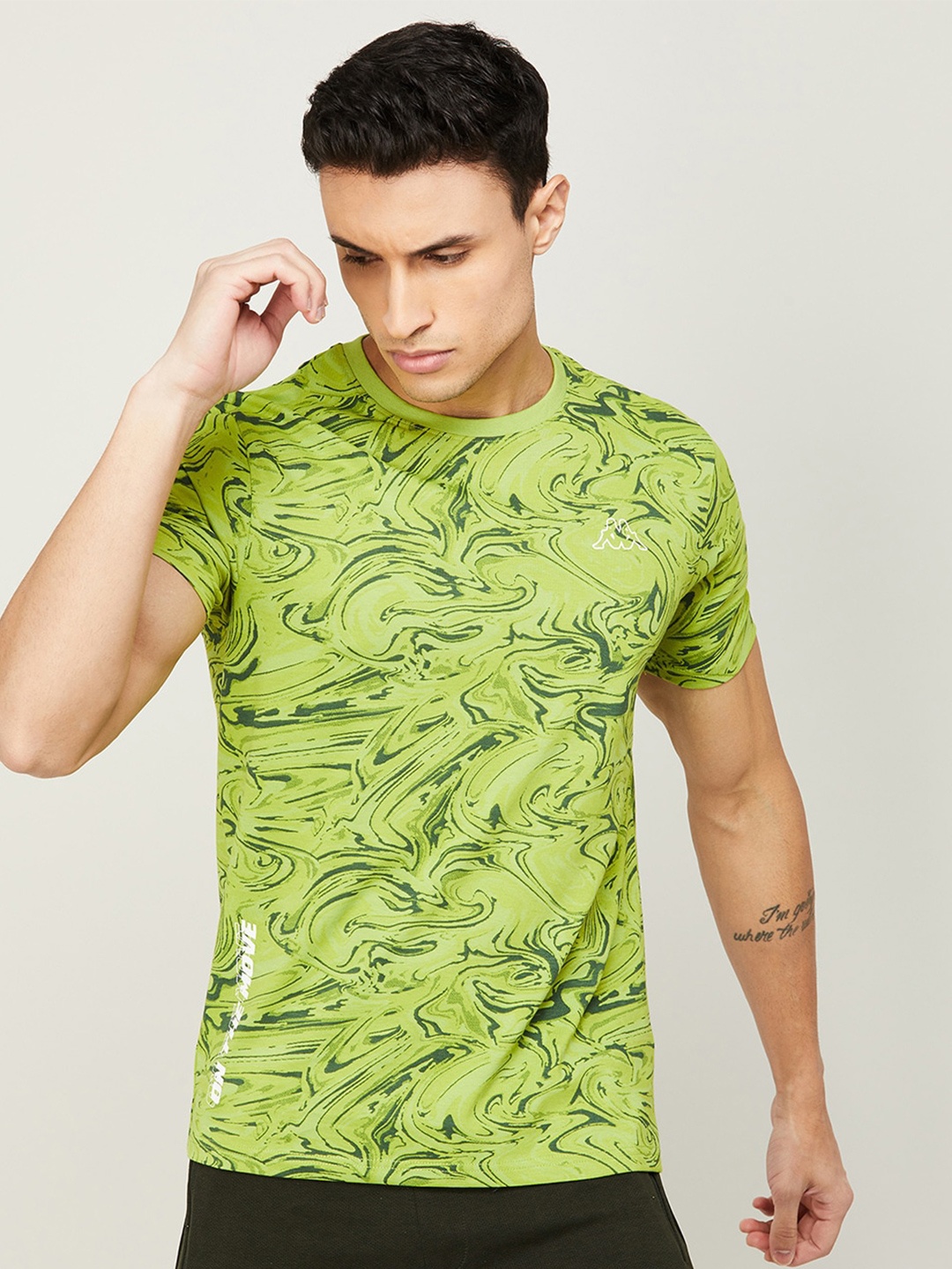 

Kappa Abstract Printed Cotton T-shirt, Green