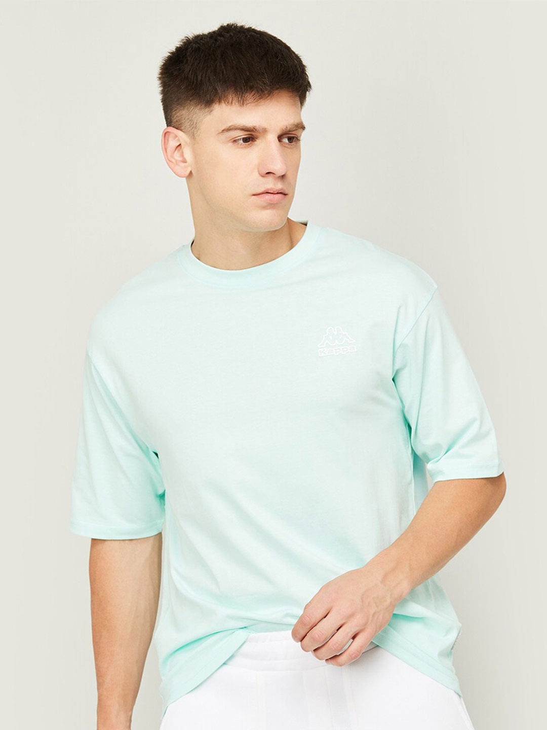 

Kappa Typography Printed Drop-Shoulder Sleeves Cotton Relaxed Fit T-shirt, Green