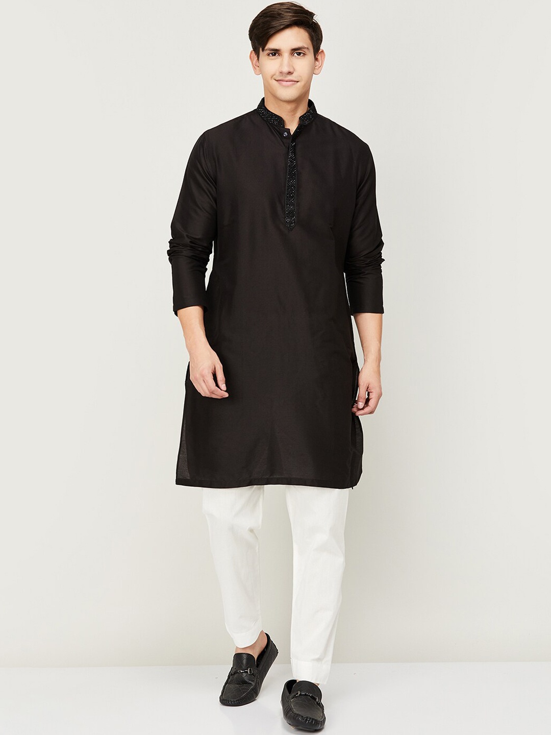 

Melange by Lifestyle Pure Cotton Kurta Set, Black