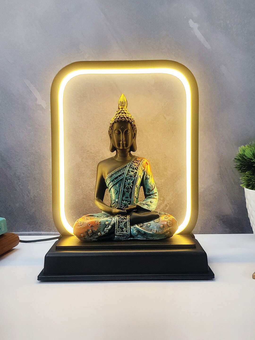 

WENS Black & Blue Palm Buddha Statue Led Lamp