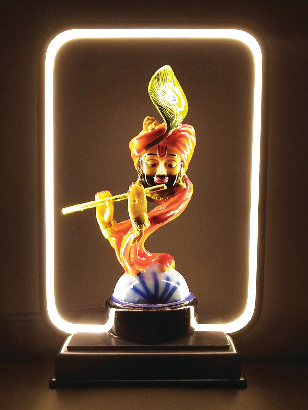 

WENS Orange & Blue Khatu Shyam Ji Decorative Statue Set With LED Light
