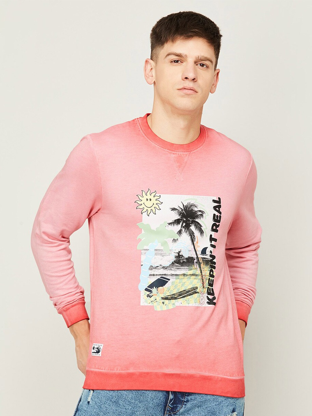 

SmileyWorld Graphic Printed Cotton Pullover Sweatshirt, Pink