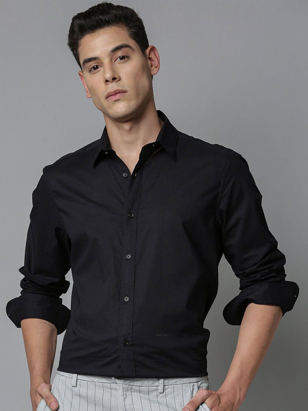 

RARE RABBIT Men Fullslee Slim Fit Cotton Shirt, Black