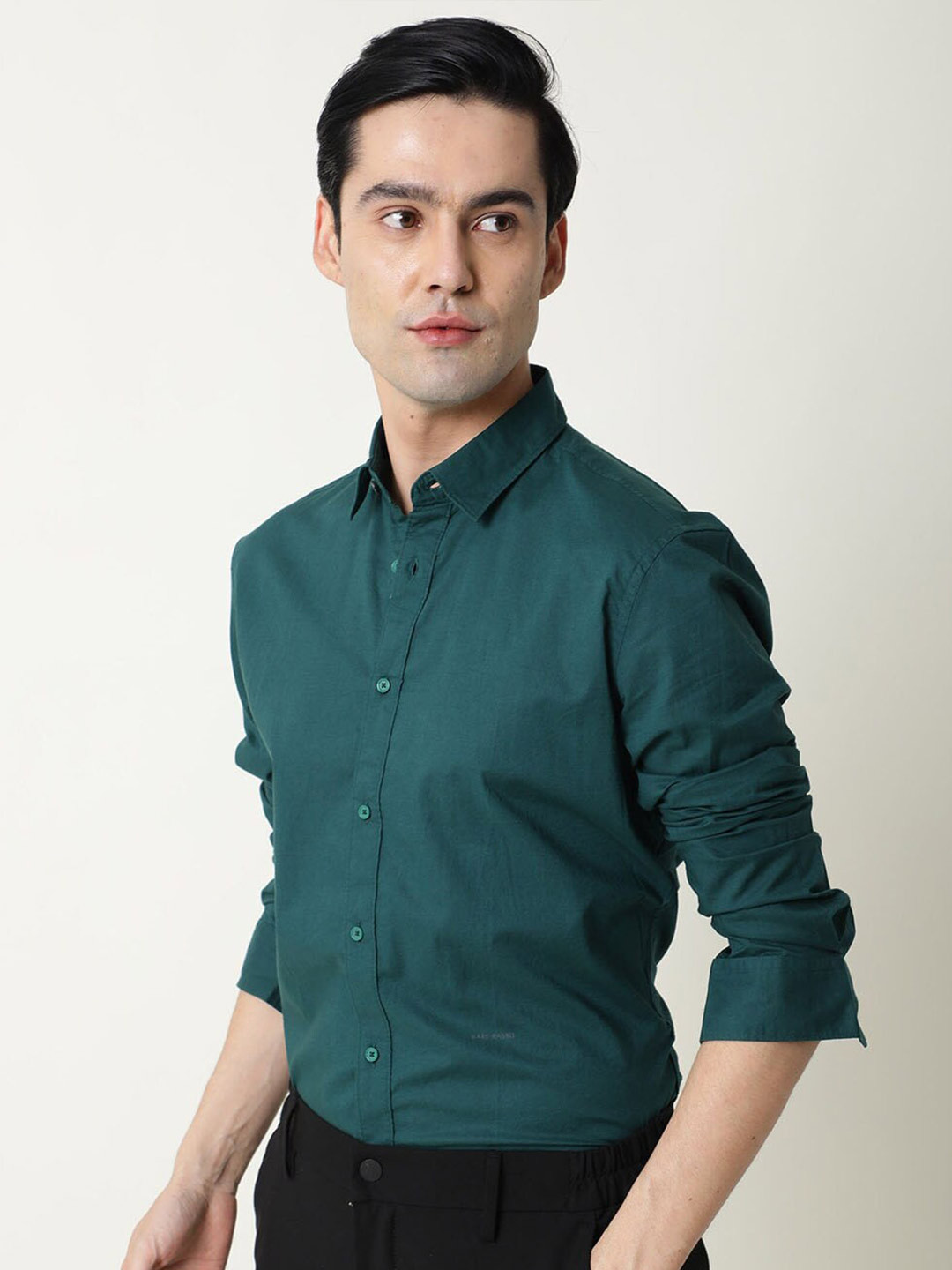 

RARE RABBIT Men Fullslee Slim Fit Cotton Shirt, Green