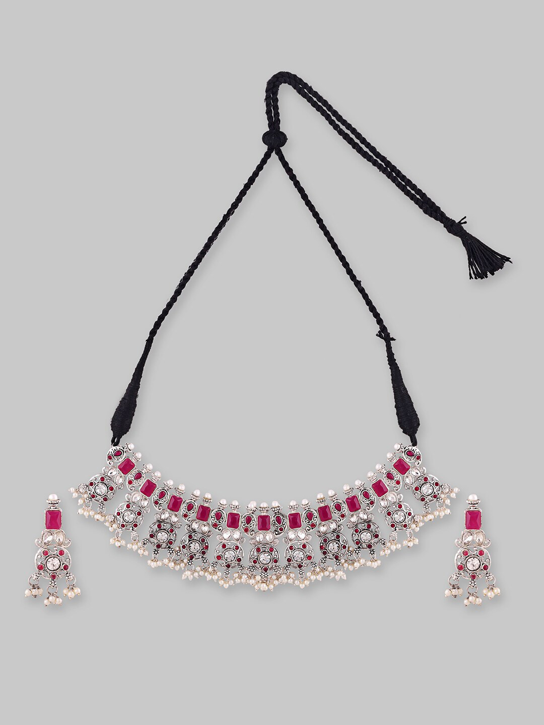 

Samridhi DC Maroon Princess Charming Stone Work Necklace & Earrings Set