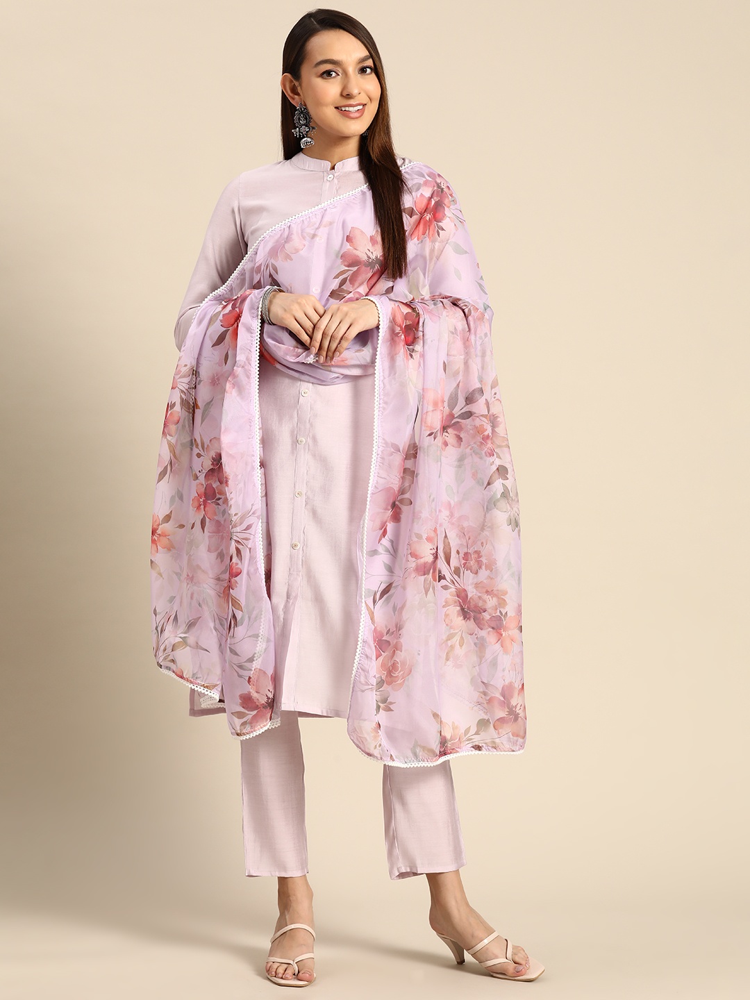 

Anouk Regular Kurta with Palazzos & With Dupatta, Pink