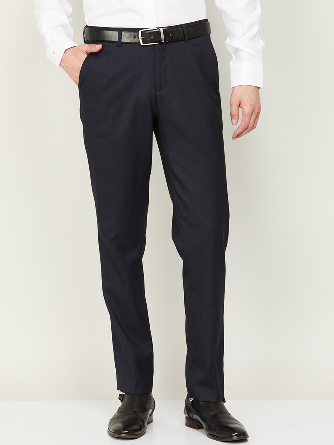 

CODE by Lifestyle Men Regular Fit Mid-Rise Formal Trousers, Navy blue